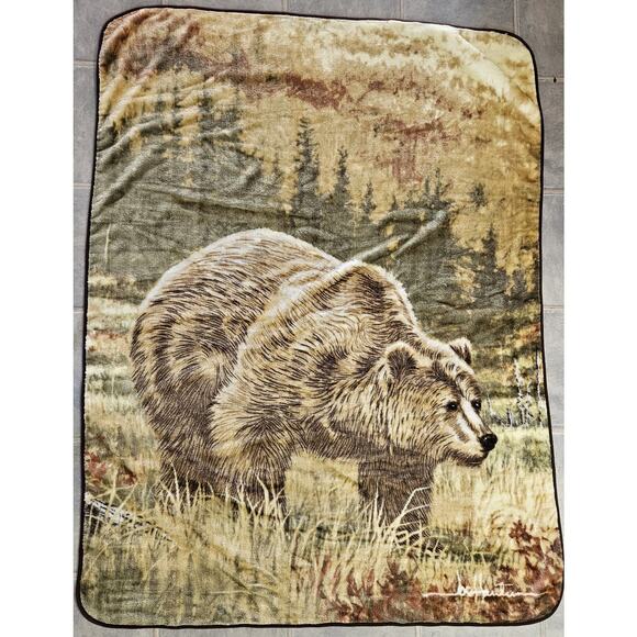 Northwest Grizzly Bear Blanket Super Soft Polyester 78x59 Blanket‎ - Picture 2 of 7